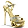 Pleaser - ECLIPSE619G Ankle strap sandal, Pole dance shoes - Pole dance shoes - Gold coloured Product image